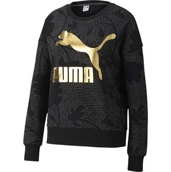 Dámská mikina Dámská mikina Puma Classics Graphics AOP Crew Sweat - Classics Graphics AOP Crew Sweat – moderní a příjemná dámská mikina Puma s celoplošným potiskem a výrazným zlatým logem, v různém barevném provedení.