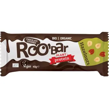 Roobar Proteinová s čokoládou - Hazelnut & protein bar covered with chocolate BIO 40g