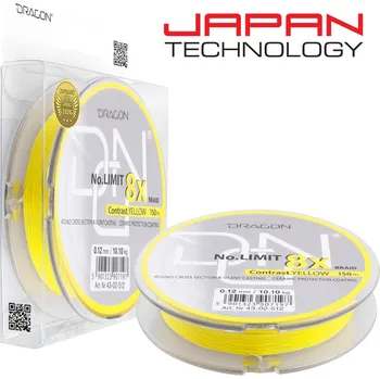 Šňůra DRAGON No Limit 8x Yellow 150m *: Šňůra DRAGON No Limit 8x Yellow 150m 0,06mm 4,60kg