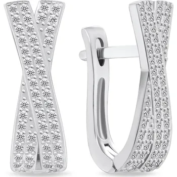 Módní doplněk Brilio Silver Třpytivé stříbrné náušnice PE066 + 2 měsíce na vrácení zboží