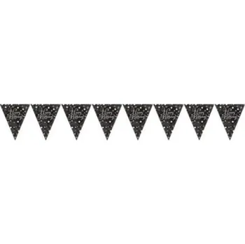 Amscan Vlaječková girlanda Luxus Gold Happy Birthday