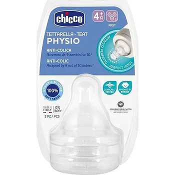 CHICCO Dudlík na láhev Perfect 5/Well-Being fyziologický rychlý průtok 4m+ 2 ks
