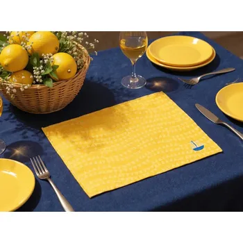 prostírání HEDVA ČESKÝ BROKÁT Ubrus Odaska prostírání 30x40 set 2 ks výšivka LOĎ žlutá