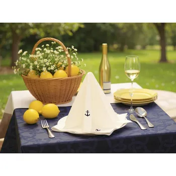 HEDVA ČESKÝ BROKÁT Ubrousek 100% ba 46x46 cm s výšivkou KOTVA bílá