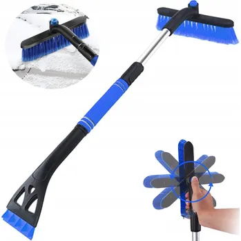 Autoškrabka ŠKRABKA NA OKNA NA SNÍH S KARTÁČEM, KOŠTĚTEM A TELESKOPICKOU RUKOJETÍ 64-90 CM