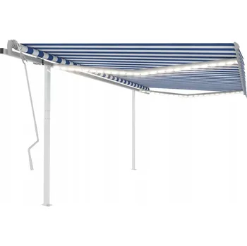Markýza Ručně ovládaná markýza s LED osvětlením, 4x3,5 m, modrá
