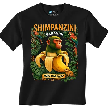 Chlapecké tričko Dětské tričko Shimpanzini Bananini Wa Wa Wa! (Velikost: 3-4, Barva: Černá)