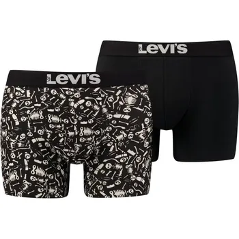 Boxerky LEVI'S® PÁNSKÉ BOXERKY 2KS SKULL PRINT -ČERNOBÍLÁ