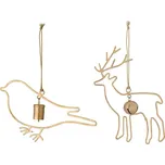 Kovová dekorace na zavěšení 2 ks RODEZ Bloomingville - mosazná