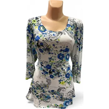 Dámská tunika Halenka PROSEKA, Barva Modrá, Velikost XXL 48, Rukáv 3/4 rukáv