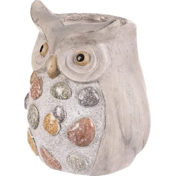 Obal na květináč Sova - magnesium, obal na květiny, šedá s kamínky