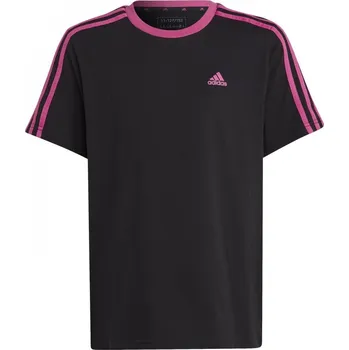 Dívčí tričko adidas Essentials 3 Stripe T-Shirt Junior Girls Black/Pink 9-10 Years
