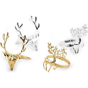 Vánoční dekorace Kovový kroužek na ubrousek vánoční jelen, Balení 1 ks, Varianta 3 stříbrná