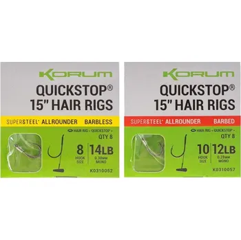 Korum Hotové návazce BIG FISH QUICKSTOP HAIR RIGS Barbed 38cm 8