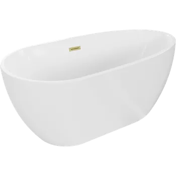 Vana Mexen Eos volně stojící vana 150 x 75 cm, bílá, přepad zlatý kartáčovaný - 52471507500-55 Volně stojící vany
