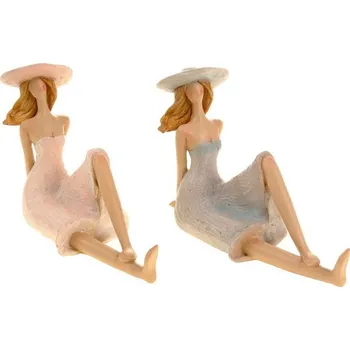 Vánoční ozdoba Dáma v klobouku - polyresin, sedící, mix 2, cena za 1 ks