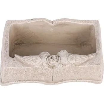 Obal na květináč Obal na květiny pietní - betonový, tvar knihy, šedý, 23 cm, 2 cm, beton, šedý