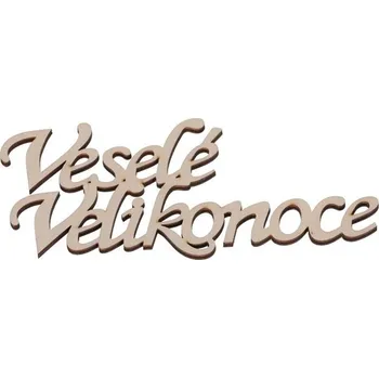 Vánoční dekorace Nápis "Veselé Velikonoce" - dřevo, bílá, v sáčku 6 ks, cena za 1 ks