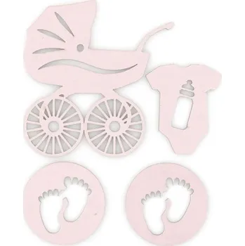 Výtvarná sada Dřevěné výřezy samolepicí Baby, 4ks Barva: Bledě modrá