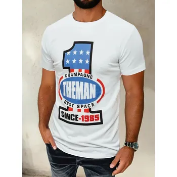 Pánské tričko Bílé pánské tričko s potiskem RX4406 Velikost: M