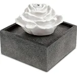 Fontána s LED světlem - polyresin, dekor kámen, a bílá růže