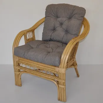 Ratanové křeslo RIO DE JANEIRO medové polstr šedý melír