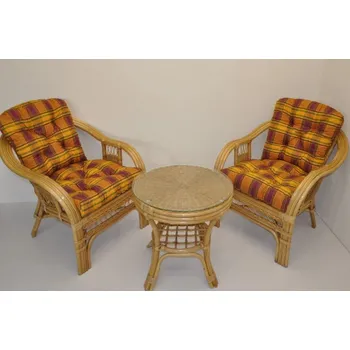 Zahradní sestava Ratanový set RIO DE JANEIRO 2+1 medová polstry okrová kostka