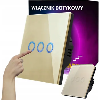 vypínač Dotykový vypínač světla trojitý skleněný zlatý schodišťový LED