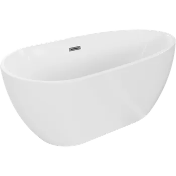 Vana Mexen Eos volně stojící vana 150 x 75 cm, bílá, přepad gun gray kartáčovaný - 52471507500-66 Volně stojící vany