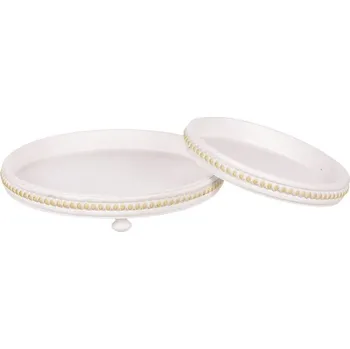 Tác dřevěný - kulatý tvar, bílý, cena za sadu 2 ks