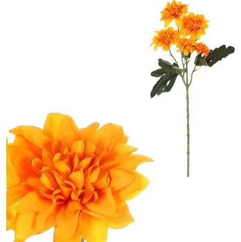 umělá květina Jiřina - umělá řezaná, 5 květů, barva žlutá