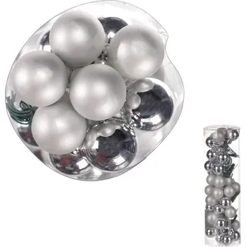 Vánoční dekorace Ozdoby skleněné - pr. 2 cm, barva stříbrná, cena za balení (48 ks)
