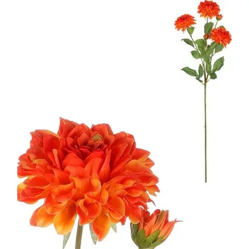 umělá květina Jiřina - umělá květina, 5 květů, oranžová barva