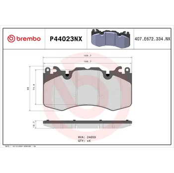 Brzdová destička Sada brzdových destiček, kotoučová brzda BREMBO P44023NX