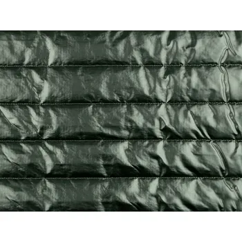 Prošívaná šusťákovina / prošev zateplená s podšívkou pruhy 4,5 cm Varianta: 2 (15) zelená temná metalic, Balení: 1 m