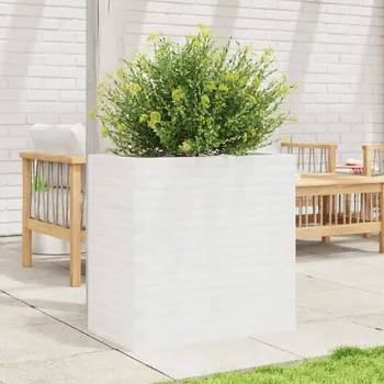 Květináč Zahradní květináč, bílý, 70x40x68,5 cm, masivní borovicové dřevo