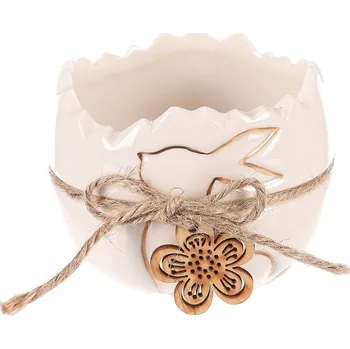 Obal na květináč Obal keramický - tvar vajíčka, menší, barva bílá