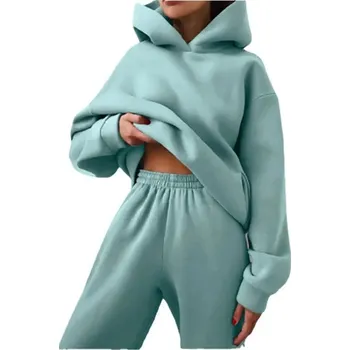 Mikina s kapucí + tepláky – streetwear komplet Barva: Modrá, Velikost: L