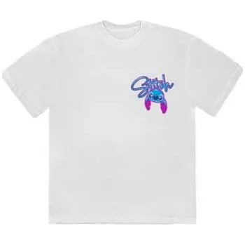 Pánské tričko Merch Disney: Disney Unisex T-shirt: Stitch Spray Paint (white) (back Print) (x-large) XL