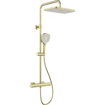 Vodovodní baterie KFA - Malaga sprcha s termostatickou baterií, dešťová, nástěnná, PVD brushed gold 5756-910-31