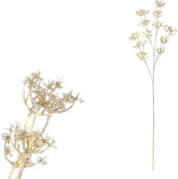 umělá květina Gypsophila - umělá větev, zlatá se třpytkami