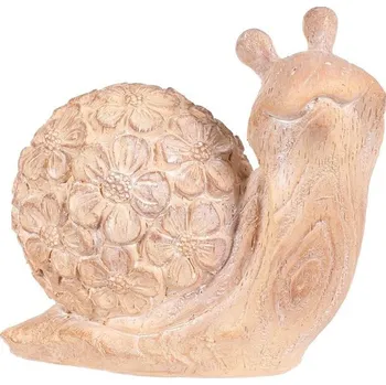 Šnek - polyresin, menší, vzor květin, imitace dřeva