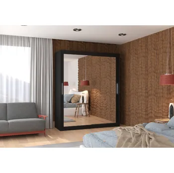 Šatní skříň ADRK Šatní zrcadlová skříň posuvná ETTORE B 180, černá