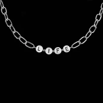 Řetízek Moderní ocelový řetízek s korálky Life č. 1691