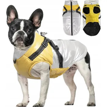 Obleček pro psa Zimní bunda pro psa s postrojem, větruodolná, s reflexními prvky, velikost 2XL