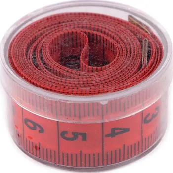 Metr krejčovský 150 cm v plastovém pouzdře, barva 3 červená