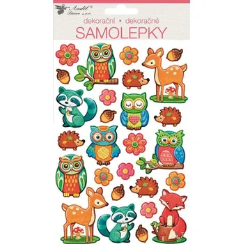 samolepka Plastické samolepky - lesní zvířata - 14 x 25 cm - 10431