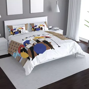 Povlečení Saténové povlečení Seriál přátelé FRIENDS Gauč u fontány - Sablio - 140x200 / 90x70