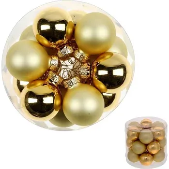 Vánoční dekorace Ozdoby skleněné - pr. 3 cm, barva zlatá, cena za balení (18 ks)