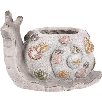 Obal na květináč Šnek - magnesium, obal na květiny, šedý s kamínky